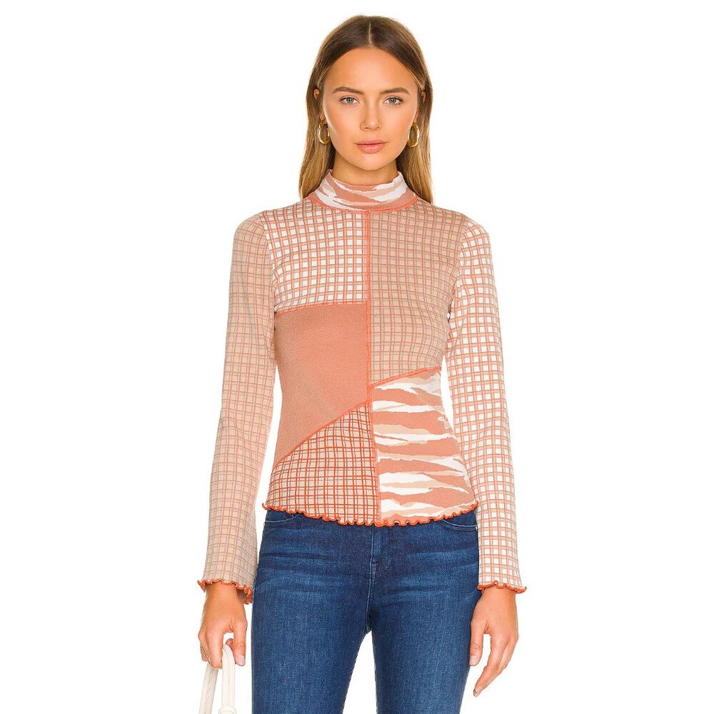 Simkhai Revolve patchwork jacquard Xena top